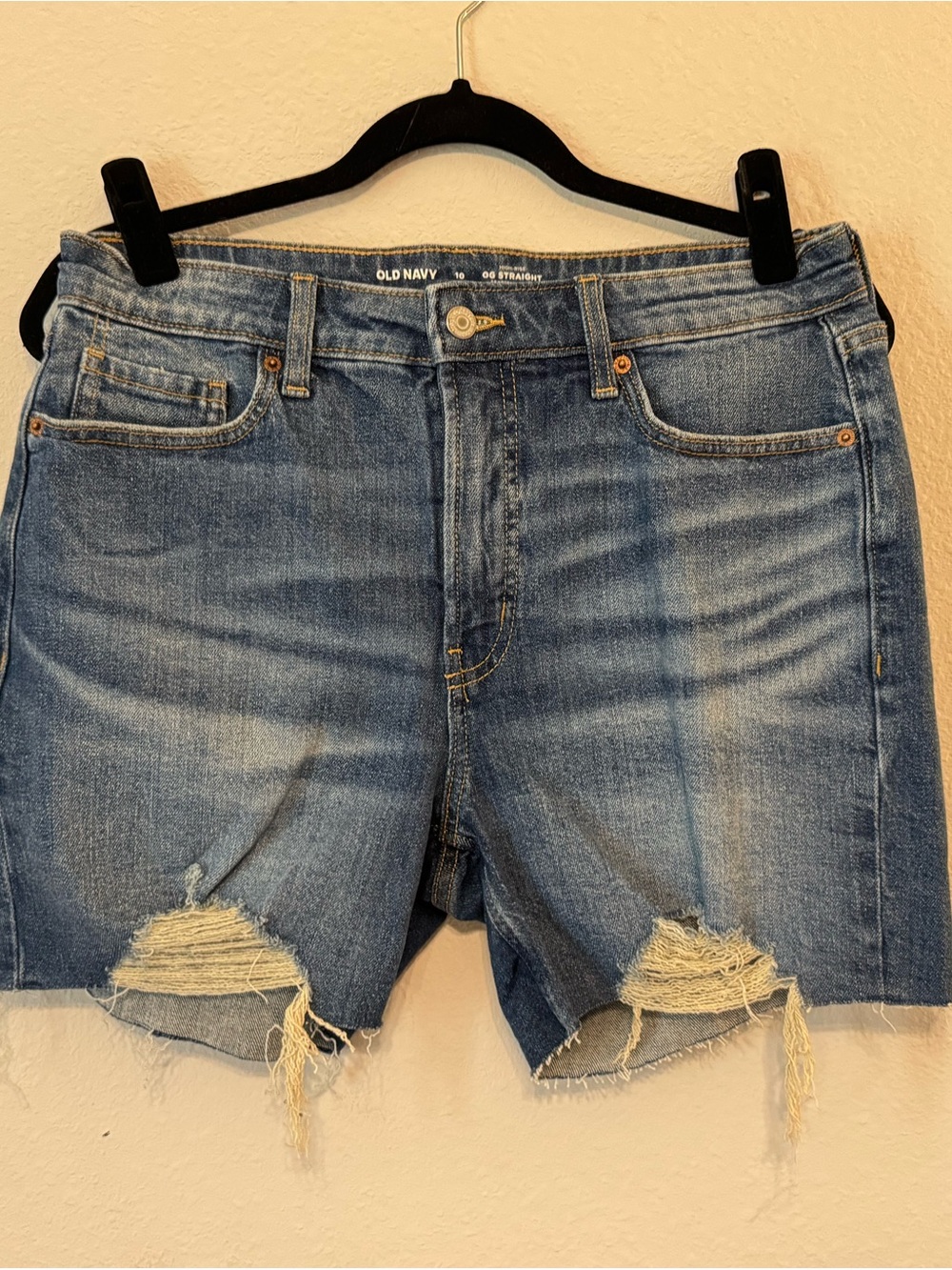 Old Navy Distressed Mid-Blue Denim Jean Shorts